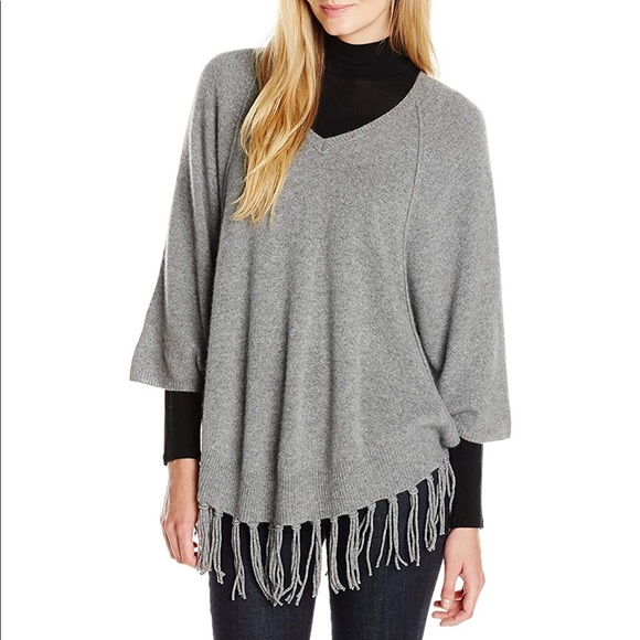 VELVET by GRAHAM & SPENCER Cashmere Poncho - GREY - Picture 2 of 8